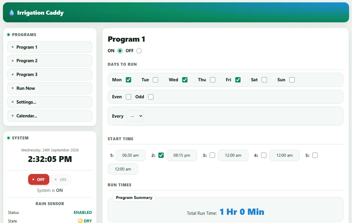 Interface web modernisée du boîtier